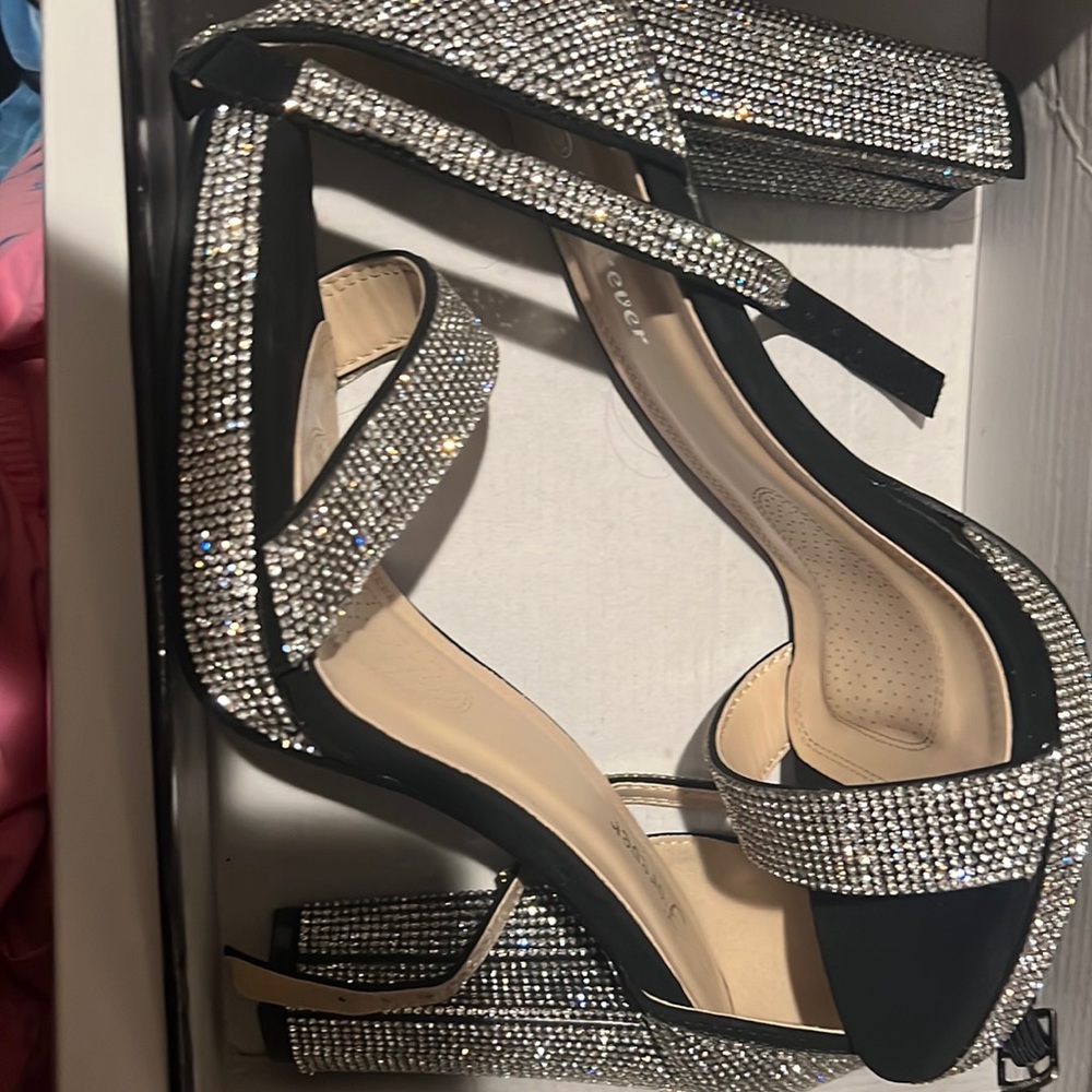 Rhinestones/diamond high heals NEVER WORN!